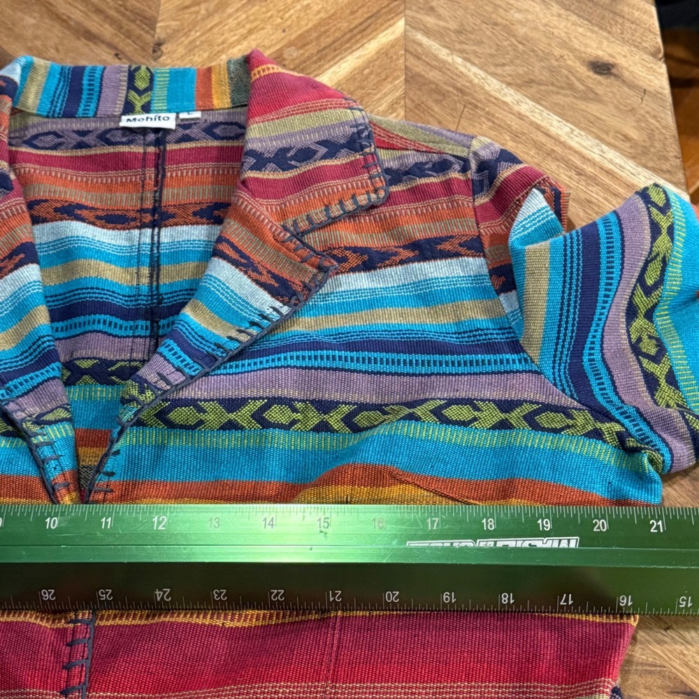 Mohito Se Dona Stripe Jacket Womens‎ Sz L Cotton Colorful Southwestern Blazer - Picture 5 of 9